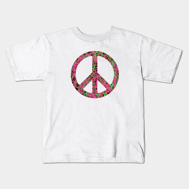 World Peace Sign Vibrant Art Graffiti Activist Kids T-Shirt by PlanetMonkey